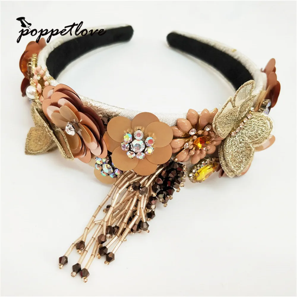 Gift For Mother/Girl friend Quality full Crystal Hair Bands Belt Bow Sequined flowers Rhinestone Headband Fringe Hairbands | Украшения и