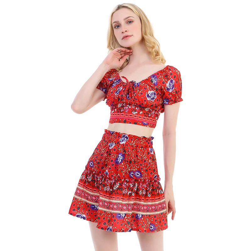 Женский пляжный комплект из 2 предметов топ с квадратным вырезом и коротким