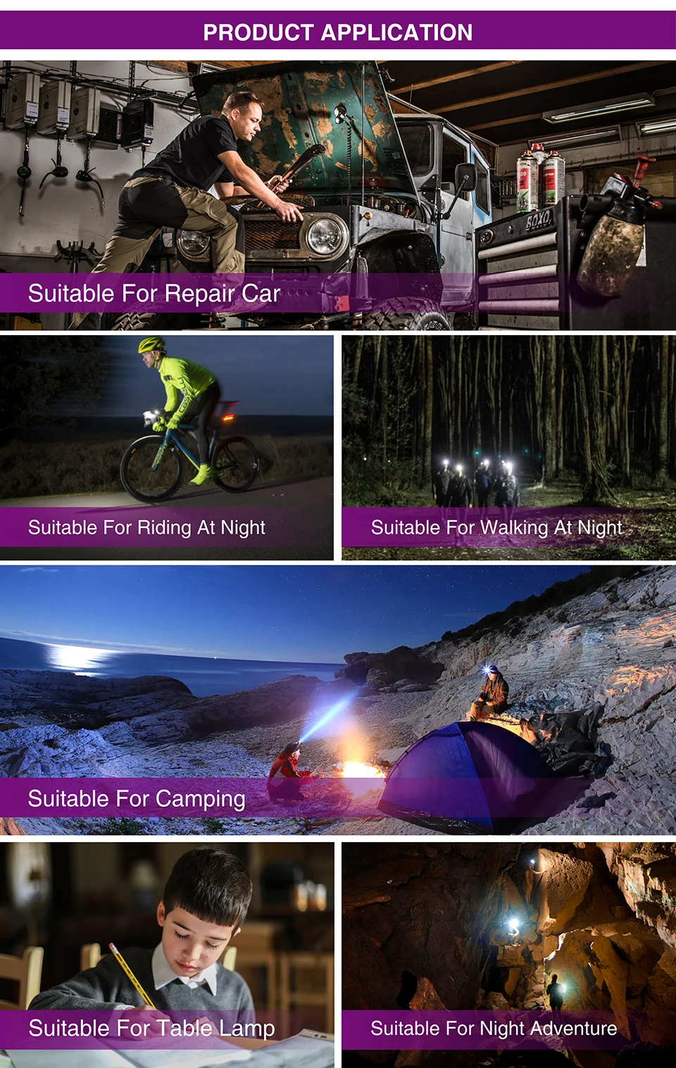 LED Portable Light Multifunctional Waterproof Working Lamp Magnetic Base Flexible Gooseneck Adjustable Focus Flashlight For BBQ