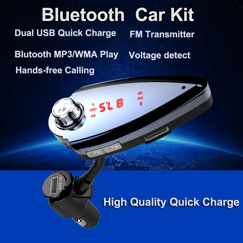 Автомобильный комплект громкой связи YASOKRO с Bluetooth FM передатчик двойным USB портом