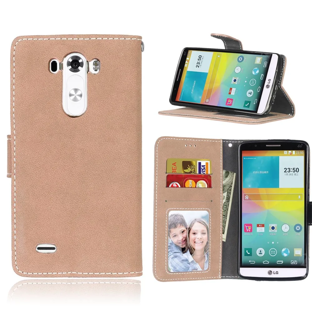 Beige Флип кожаный чехол-бумажник для LG G3, чехол для телефона s с подставкой, держатель для карт, чехол для fundas LG G3 D830 D831 D850 D851 D855, чехлы, сумка - Цвет: Beige