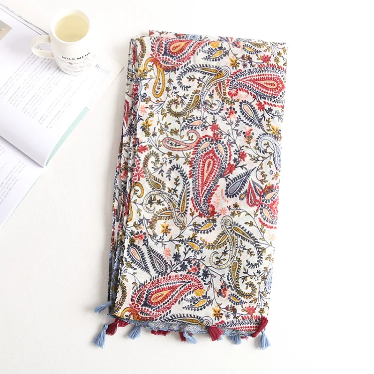 2017 Летний Новый горячей оптом в стиле ретро хлопковый шарф женский украшения