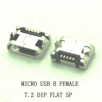 10 шт./лот 5 контактный разъем Micro USB 7 2 мм DIP мама для планшетов с плоским