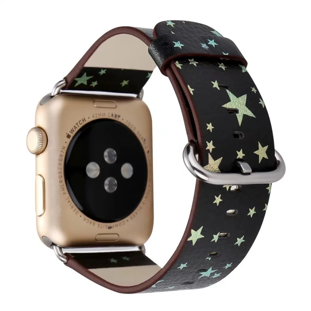 DAHASE Звезда Череп точки ремешок кожаный мультфильм браслет для Apple Watch серии 3 2 1