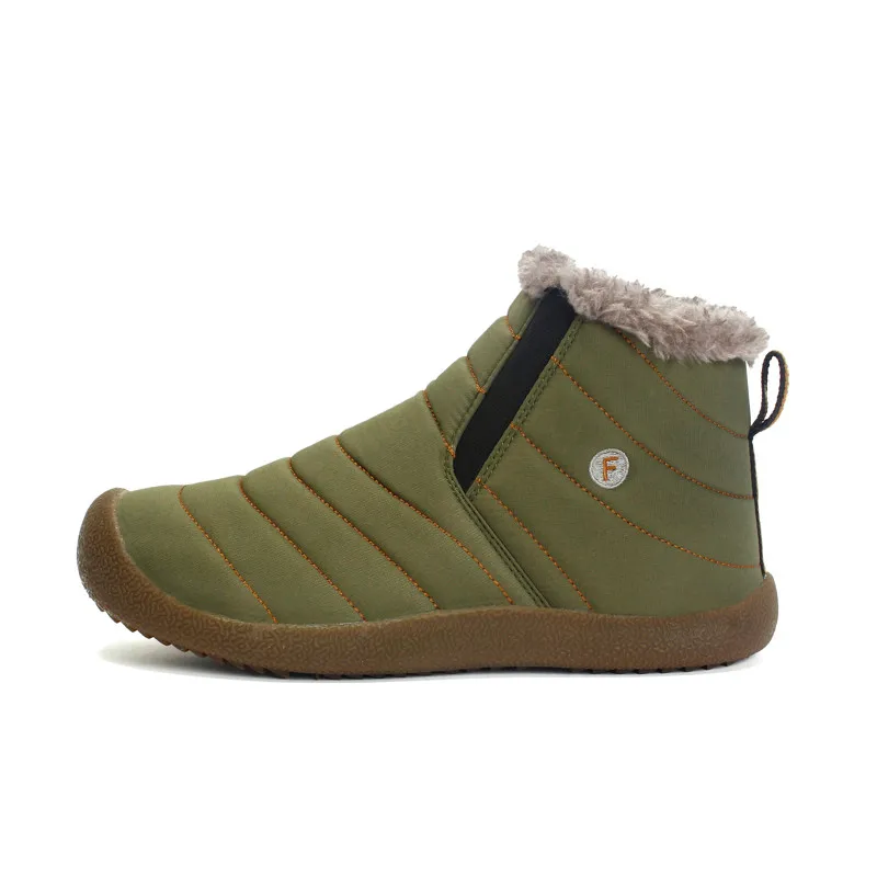 Khaki MARSON/Мужская зимняя обувь однотонные мужские зимние ботинки 4 цветов Теплые водонепроницаемые лыжные ботинки с плюшевой подкладкой размера плюс 35-48 - Цвет: Khaki