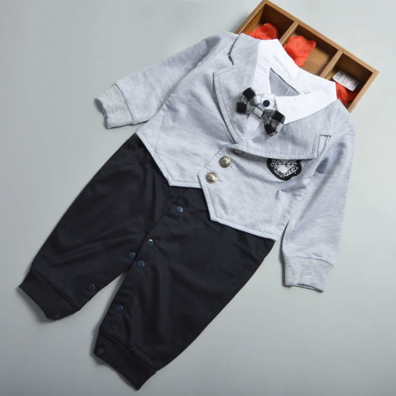 

Baby Boys Clothes Spring Autumn Cotton Gentleman Tie Romper Infant Jumpsuit 2017 New Arrival Long Sleeve Climbing Clothing 0-2Y