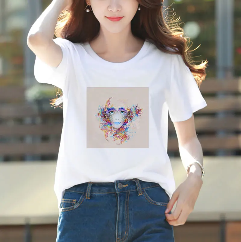 

2019 Women Spring Summer Korean Cute Cartoon Print Graphic T Shirts Short Sleeve Ulzzang O-neck Soft Tumblr T-shirt Tee Womens