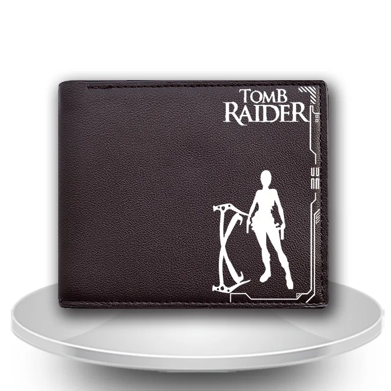 Кошелек из искусственной кожи с коротким складным рисунком Lara Croft новый модный