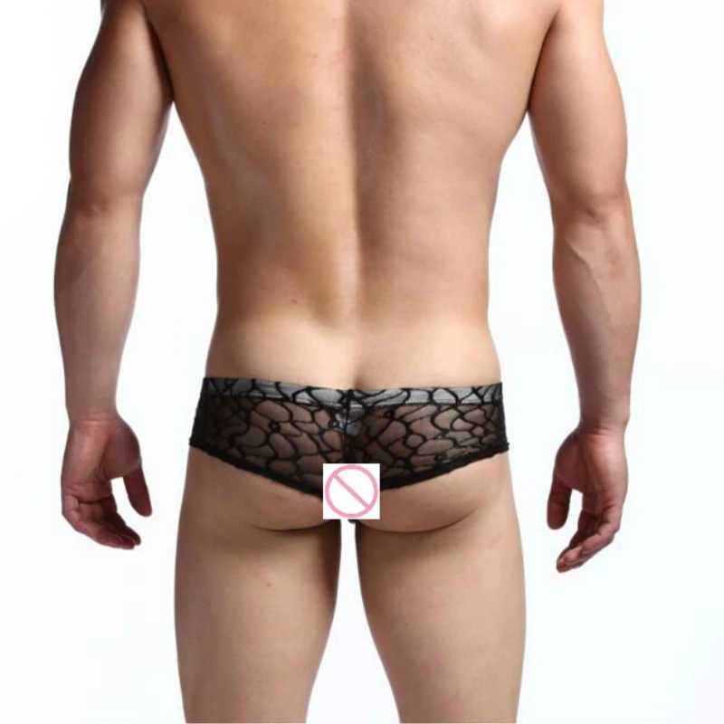 Мужское сексуальное нижнее белье Cuecas боксеры прозрачные дышащие с мешочком для