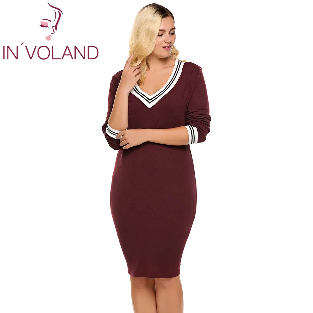 Женское платье свитер IN'VOLAND Осеннее трикотажное карандаш с длинным рукавом и
