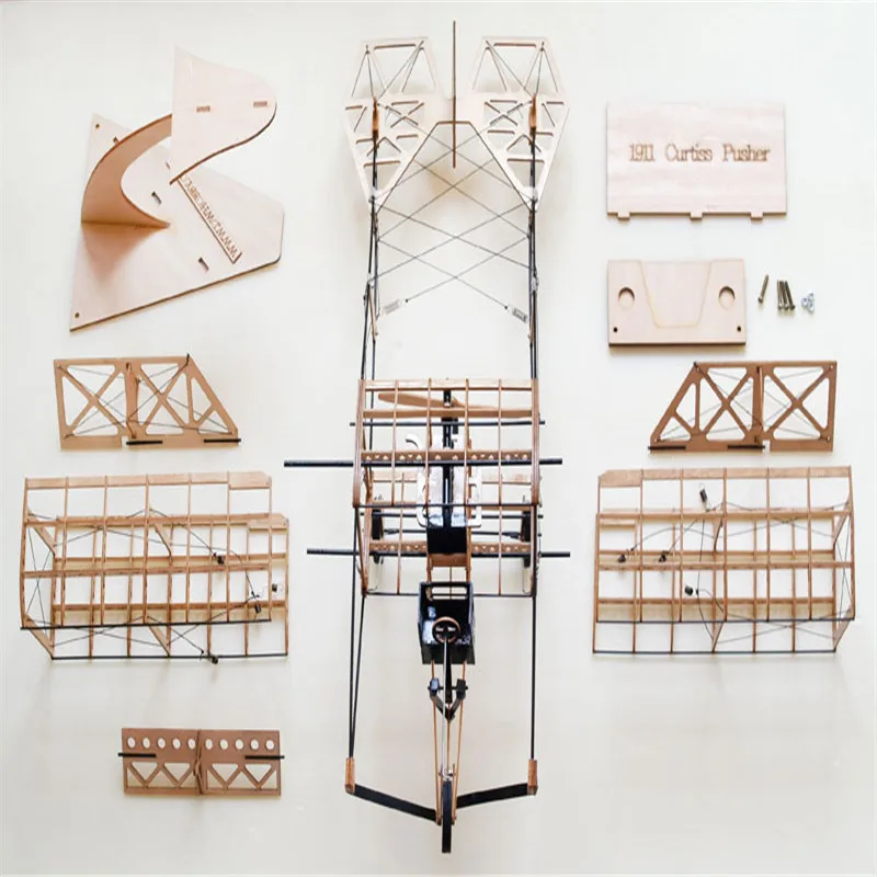 Wright Brothers Curtiss толкатель 1911 Винтаж 550 мм размах крыльев самолетик из пробкового
