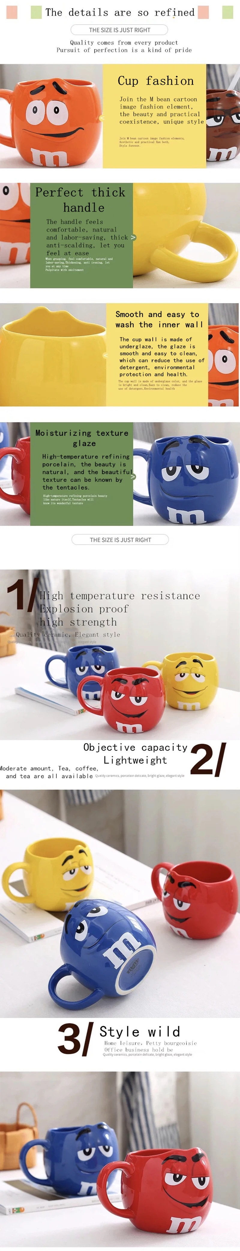Мультфильм M& M кофейная кружка для завтрака чайные чашки и кружки керамические большой емкости марка креативная Мода Посуда для напитков студенческий идеальный подарок