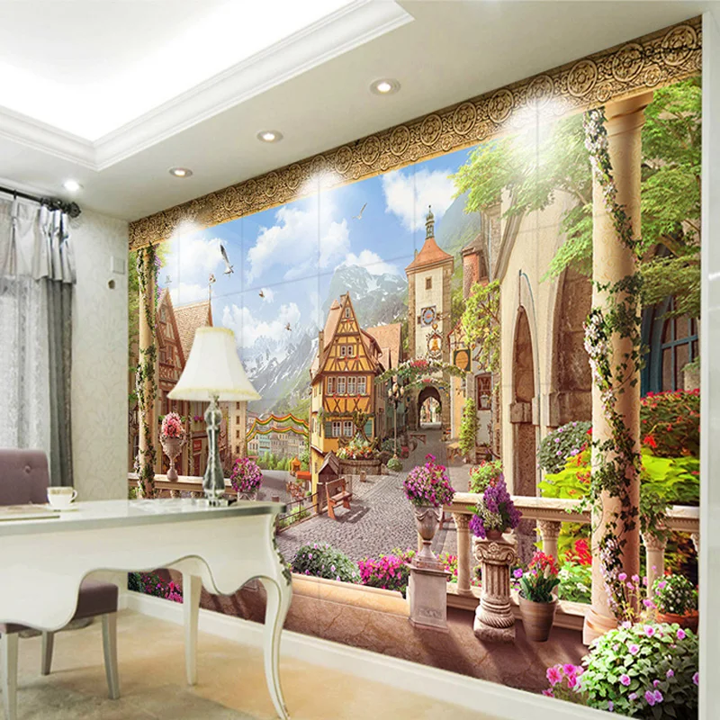 Настенные обои на заказ в европейском стиле ретро сказочные сказки здание города