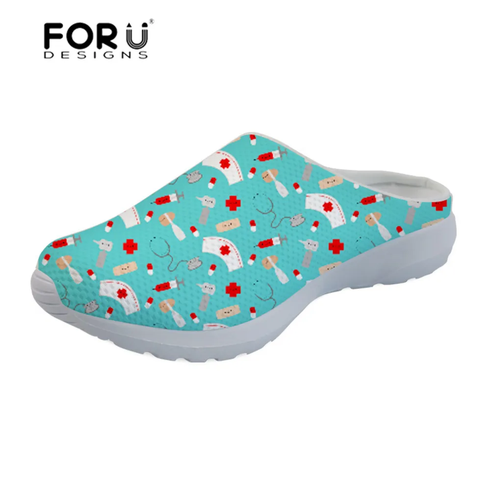 YQ1329-1CA FORUDESIGNS/женские шлепанцы с принтом стоматолога; Летние сандалии; пляжные дышащие сандалии из сетчатого материала; Sandalias Mujer; коллекция года - Цвет: YQ1329-1CA