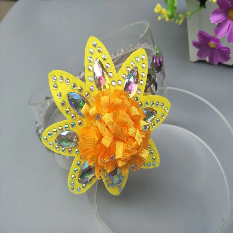 2018 New Hot Newborn Sun Yellow Flower Headband Kid's Cute Hair Accessories Baby Band Bling Floral Girl&quots Elastic band Headwear |