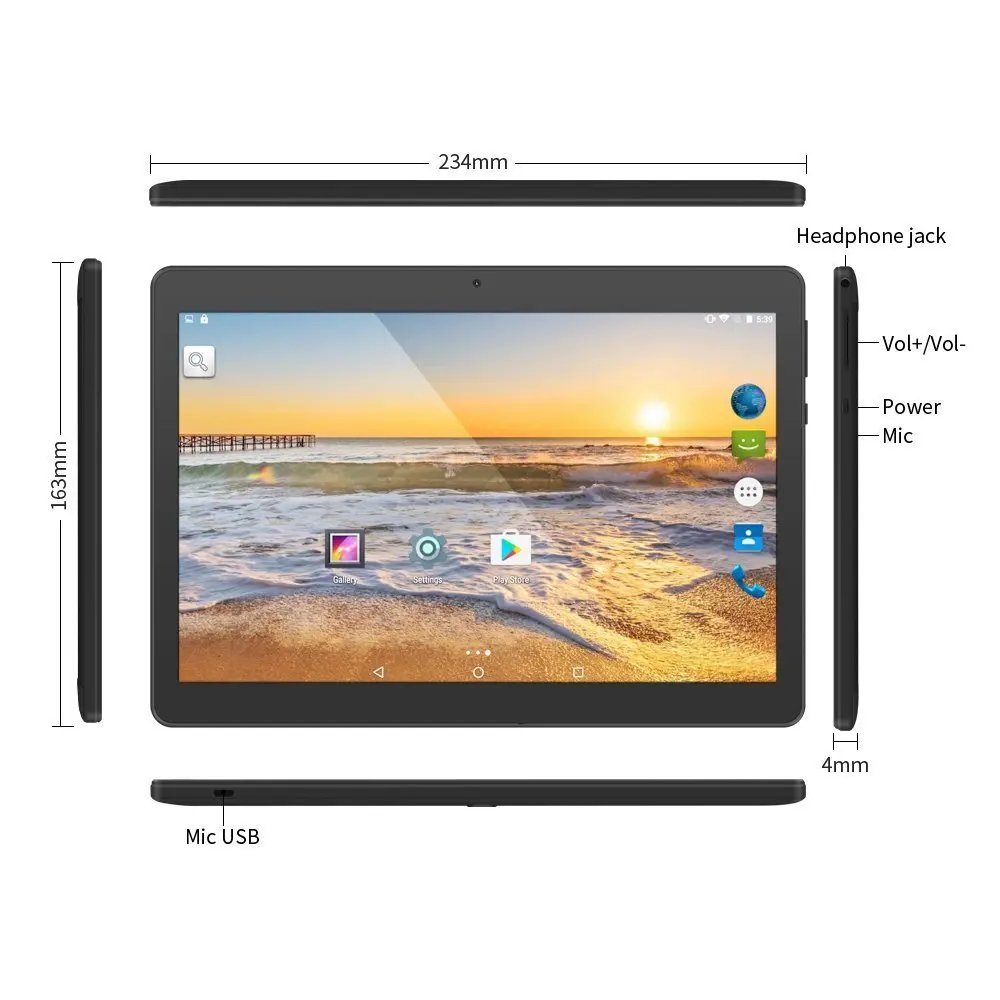 Планшетный ПК 10 1 3G Телефонный звонок Android 6 0 OS 1280X800 IPS сенсорный экран 4 Гб + 64