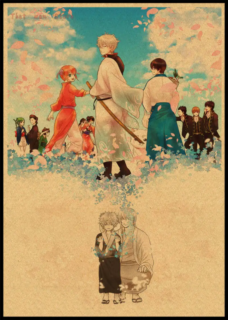 GINTAMA/Sakata Gintoki/классический японский мультфильм комикс/крафт-бумага/Бар плакат/Ретро плакат/декоративная живопись без рамки