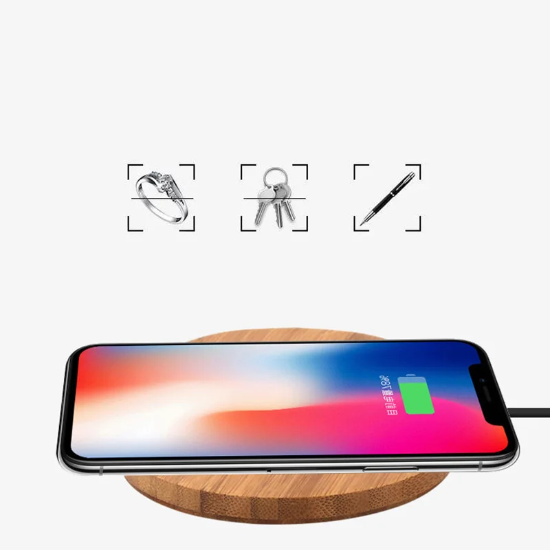 Древесины бамбука Qi Беспроводной Зарядное устройство для iPhone Xs Max 8 samsung Galaxy Note 9 S6