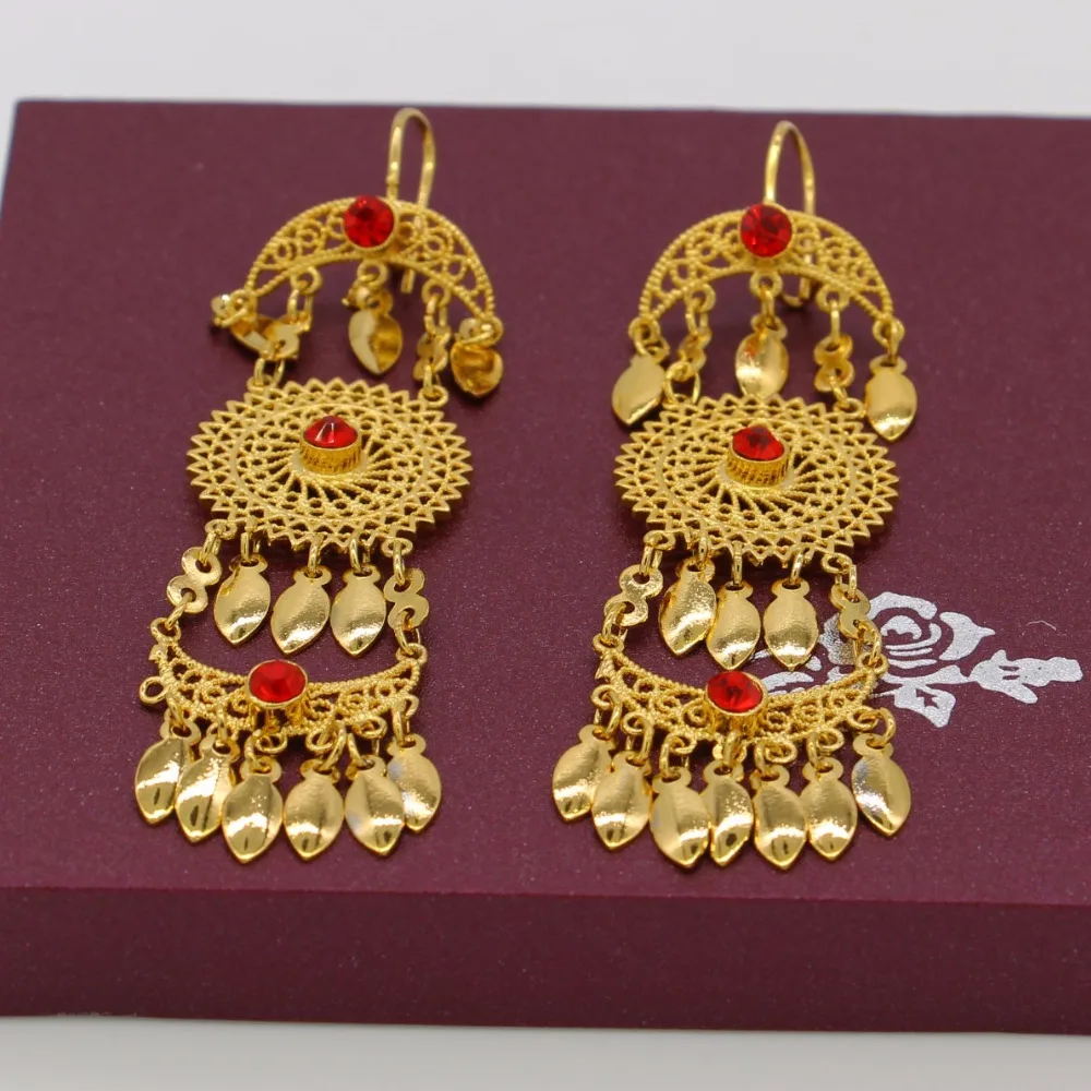 Adixyn эфиопские золотые Висячие серьги для женщин цветные Серьги с кубическим