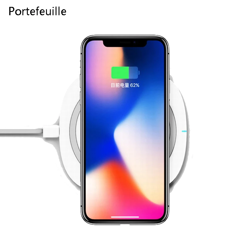 Portefeuille QI Беспроводной зарядный коврик для iPhone X 8 10 плюс iPhone8 индукции быстро