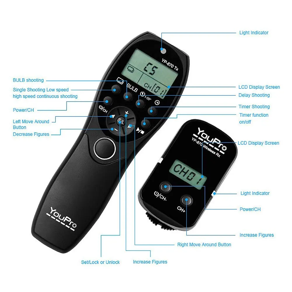 Youpro yp-870ii/N3 2.4 г Беспроводной Таймер спуска затвора Дистанционное управление для