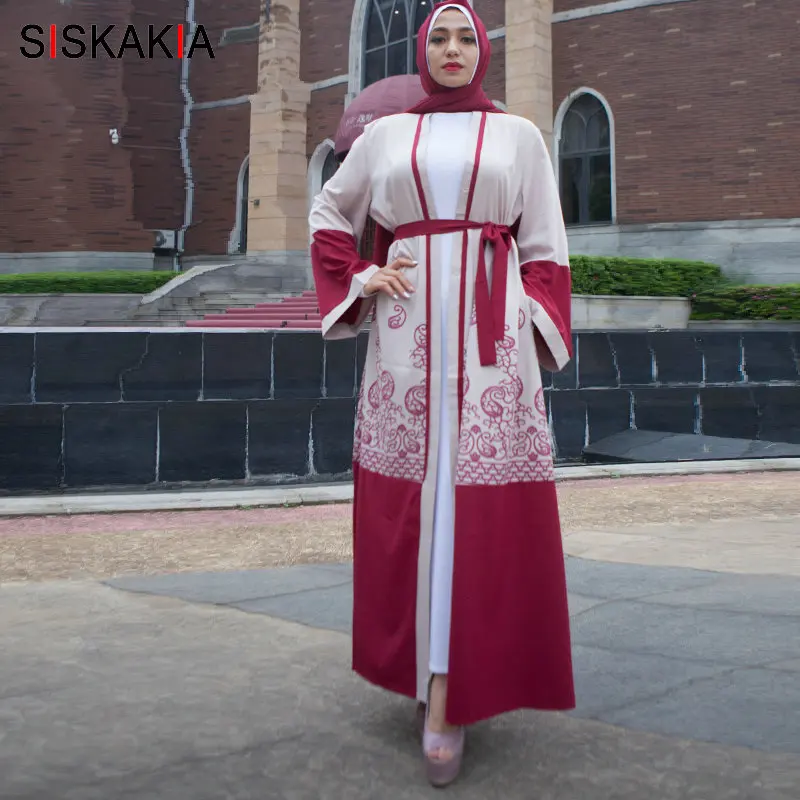 Женское платье с поясом Siskakia красное этническим принтом в Дубае узким на осень