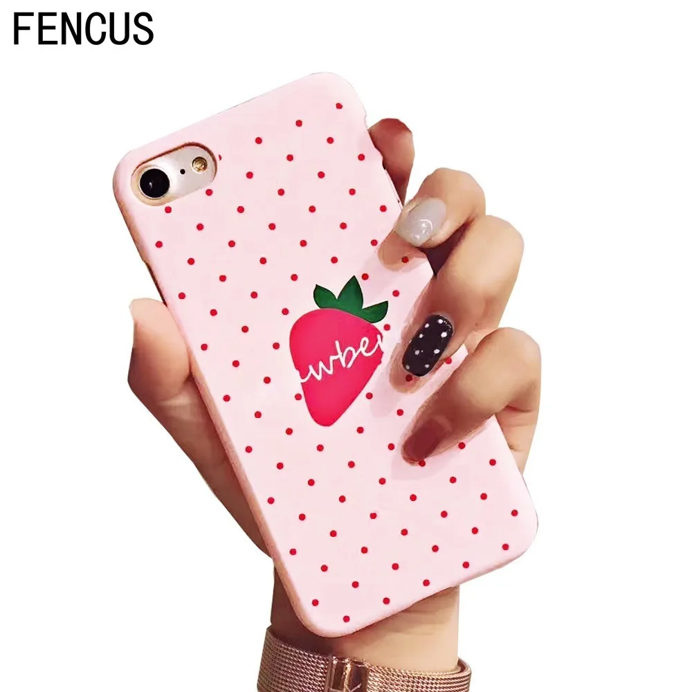 FENCUS Cute Cartoon Summer Fruit Strawberry For Iphone 5 5S SE 6 6s 7 Plus Hard Plastic Matte Phone Cases Cover Coque Funda Capa|phone cases|for