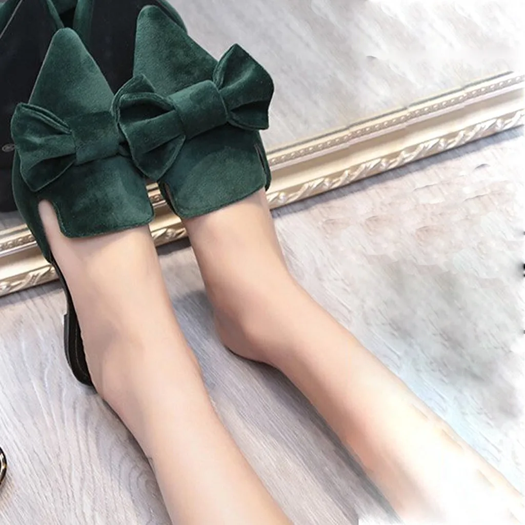 Женские туфли без задника YOUYEDIAN на низком каблуке с большим бантом zapato tacon ancho
