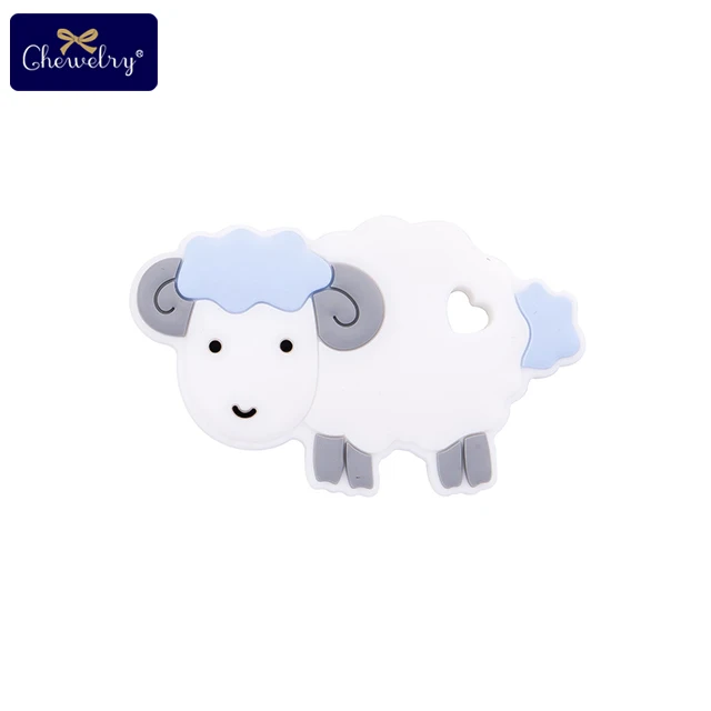 10pc Blue Sheep 10 шт., Милый Панда, детский пищевой силиконовый прорезыватель, грызунок, кошка, сделай сам, ожерелье, крошечный стержень, пустышка, цепочка, кулон, товар для детей, игрушка - Цвет: 10pc Blue Sheep
