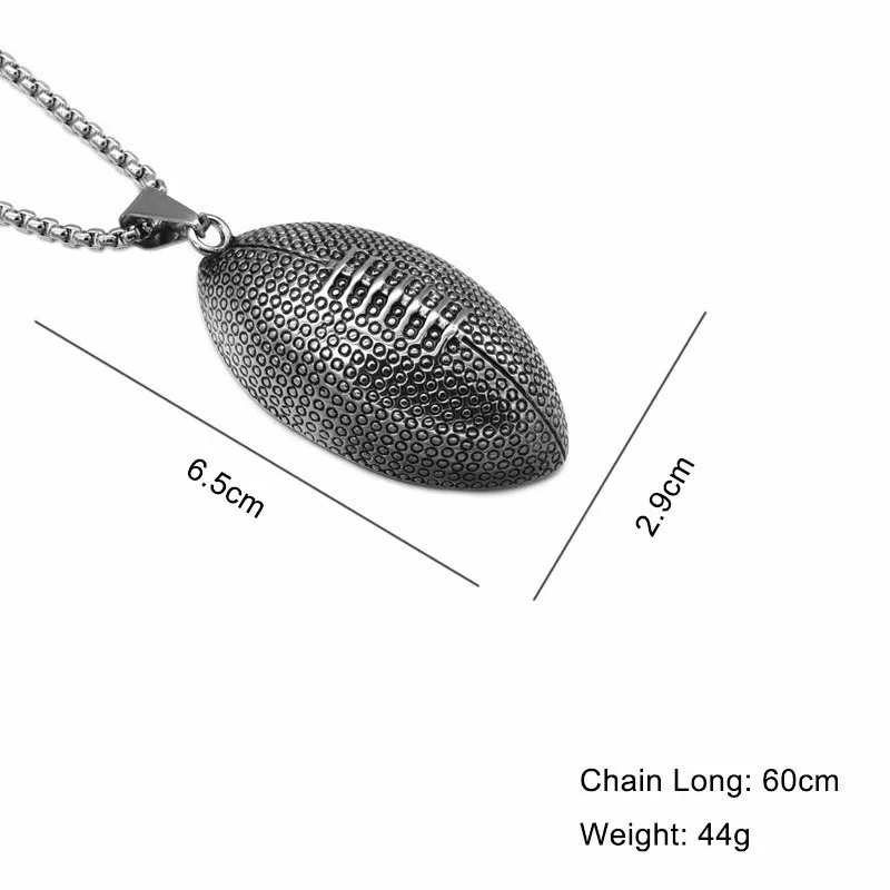 Rugby Ball Oval Retro Pendant Necklace Stainless Steel Charm American Football Sport Hiphop/Rock Style Jewelry For Men |