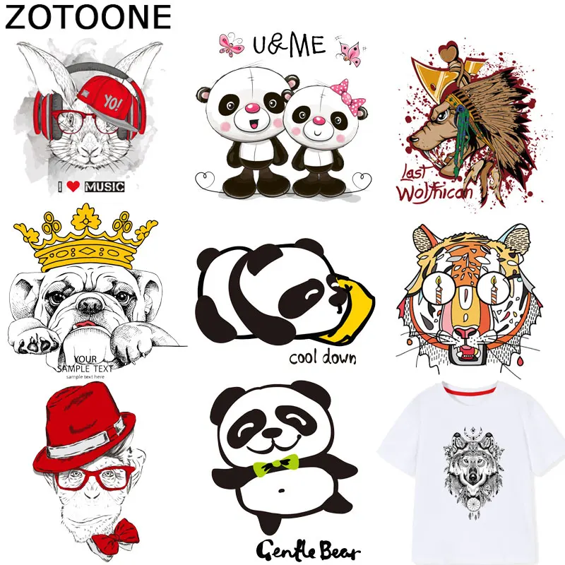 ZOTOONE милые животные панда патчи собака наклейки с тигром Железный На переноске