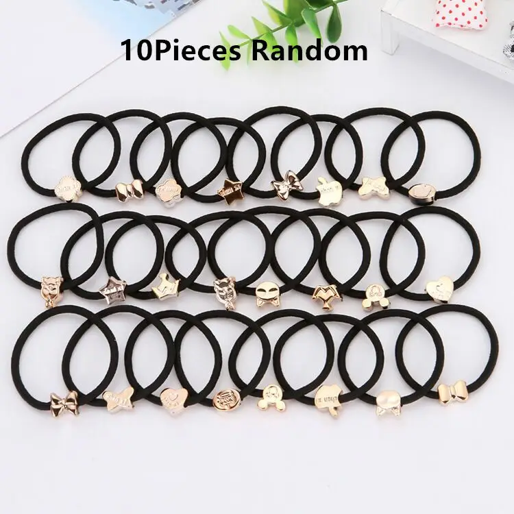 10pieces mix 10 шт., корейская мода, хорошие эластичные резинки для волос, кольца, аксессуары для женщин, девочек, милые веревки для волос, конский хвост, держатель для галстука, десны - Цвет: 10pieces mix