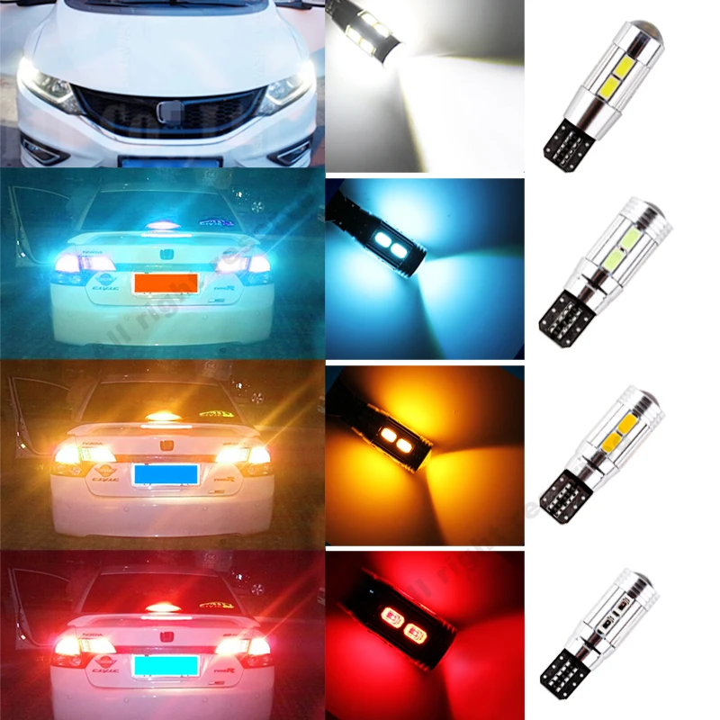 10 шт. T10 W5W светодиодный лампы 10SMD CANBUS OBC Error Free светильник 501 приборной панели