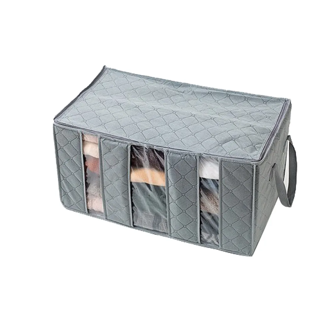 

65L Large Charcoal Clothes Organizer Sweaters Blankets Closet Organizer Storage Bag Box Foldable quilt Clothes Storage Bags SA60