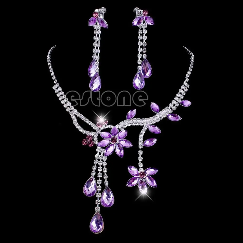 Модный женский комплект ювелирных изделий серьги капельки с цветком в виде