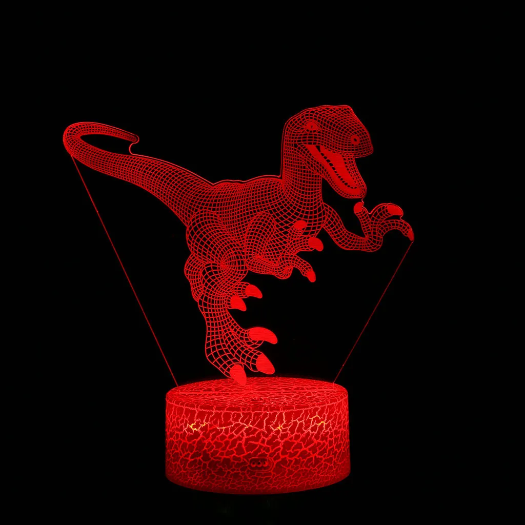 3D лампа динозавр креативная детская комната 3D визуализация Ночной светильник 7 светодиодный меняющий цвета оптический иллюзионный ночной Светильник
