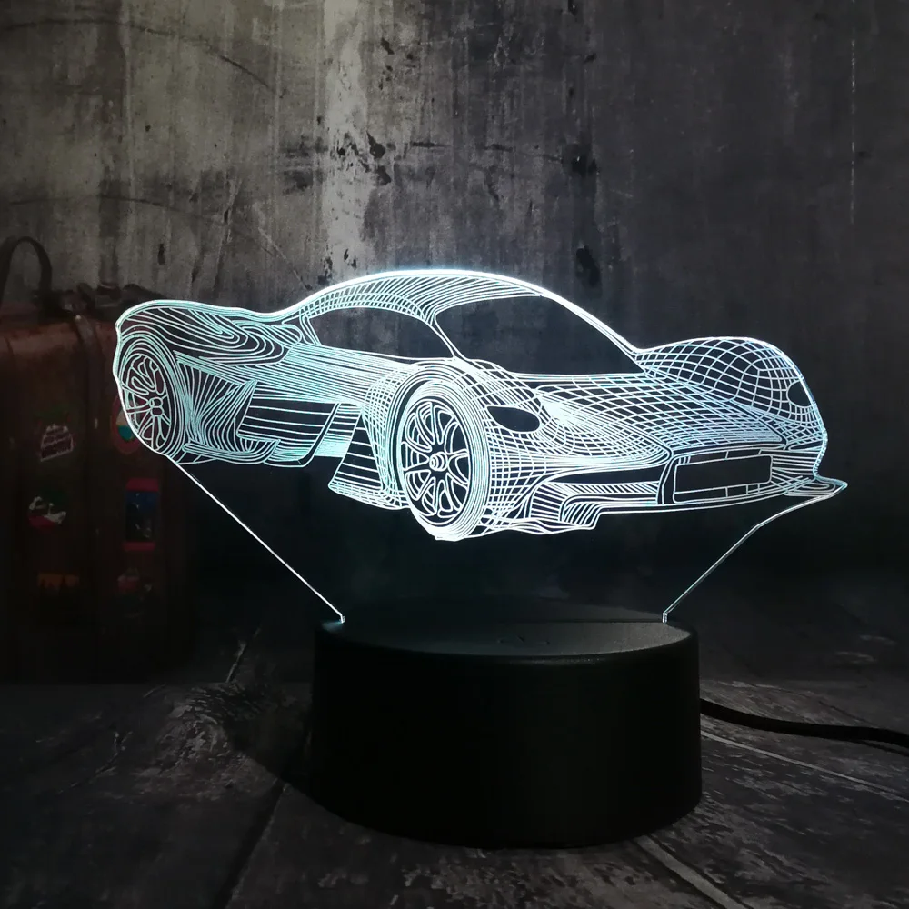 Новинка, стильный современный автомобильный 3D светодиодный ночник Feerrari, 7 цветов, сменный сенсорный Настольный светильник для дома, вечерние, декор для мальчиков, подарок на день рождения