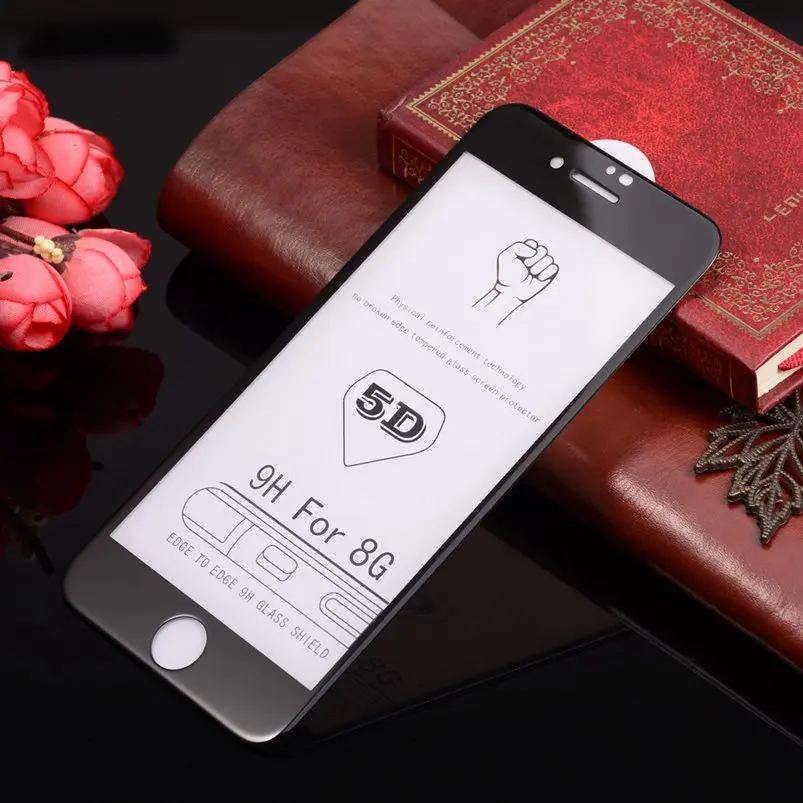 WhaY 5D закаленное Стекло для iPhone 8 крышка Экран протектор Роскошные 9 H изогнутый