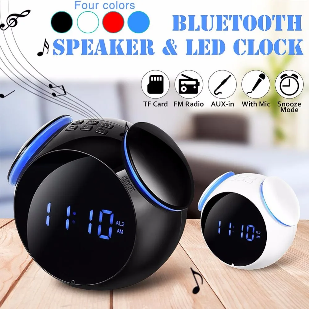 CHICLITS Wireless Bluetooth Speaker Mini Digital Alarm Clock Waterproof Outdoor Square Dance MP3 Smart Subwoofer Audio Speakers |