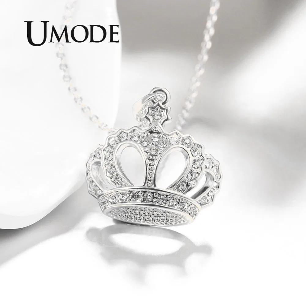 Ожерелье UMODE с подвеской в виде короны для женщин подвеска из прозрачного циркона