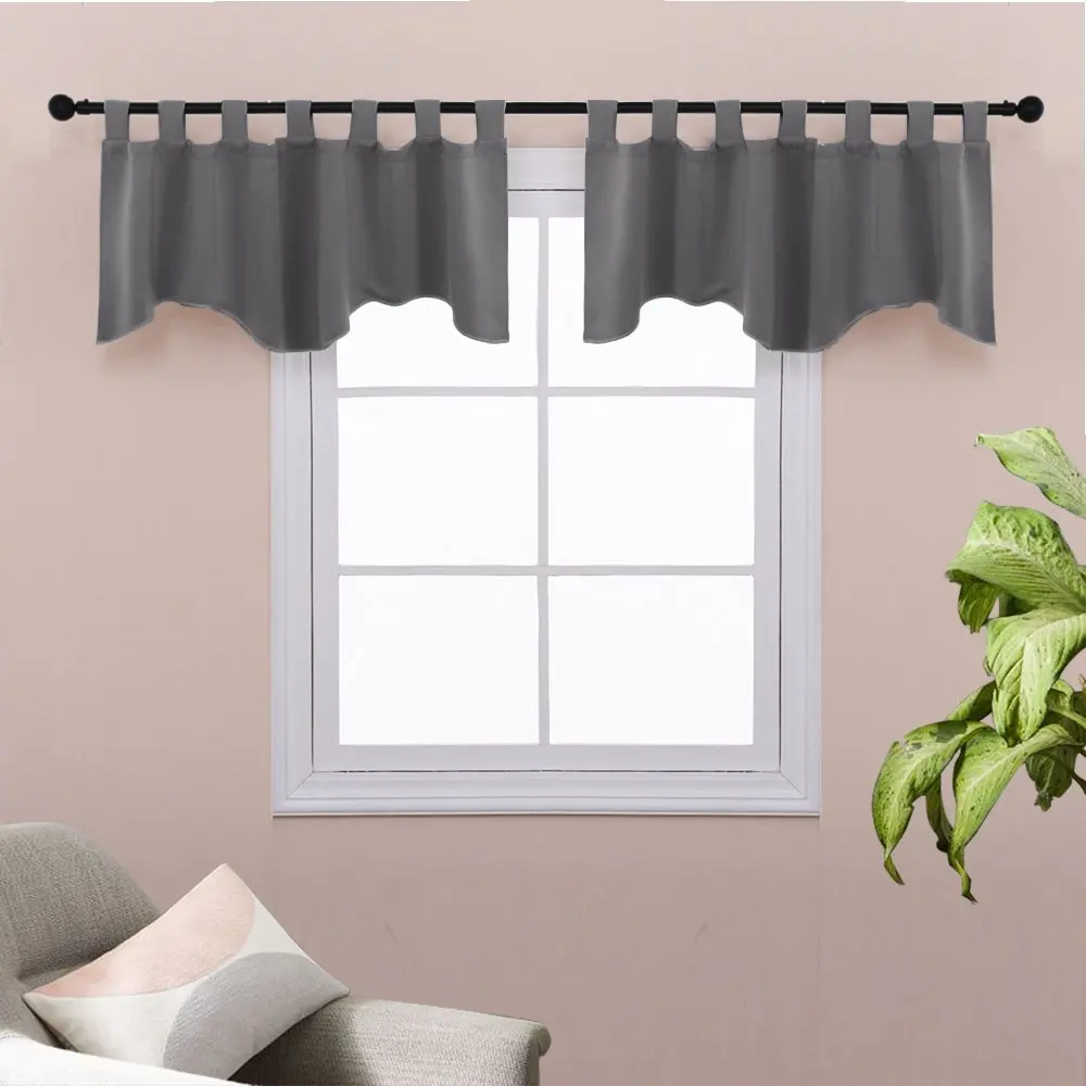 Gray NICETOWN затемненные зубчатые подзоры занавес Tab Top короткие естественные обработки окна для ванной комнаты кухни окна гостиной - Цвет: Gray