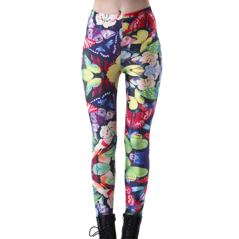 

Sexy Elastic Pants 3D Digital Printing Colorful butterfly flower Pattern Women Leggings 7 sizes Fitness Clothing Free Shipping