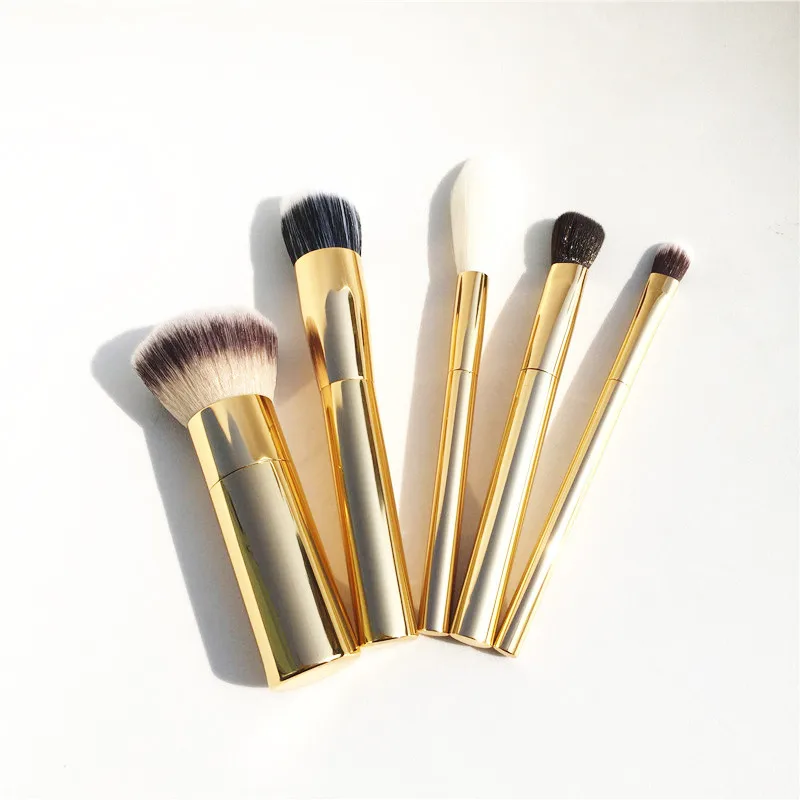 Набор кистей для макияжа набор из 5 с золотыми ручками полуночи (основание