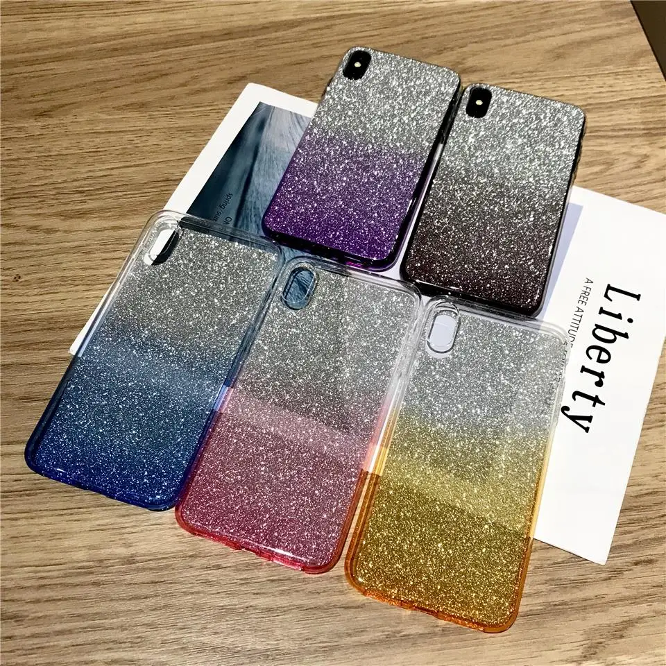 Силиконовый Блестящий Радужный чехол для iphone X XR XS MAX 6 6s 7 8 Plus Huawei P20 Lite P10 Mate 10 9 Honor 7X