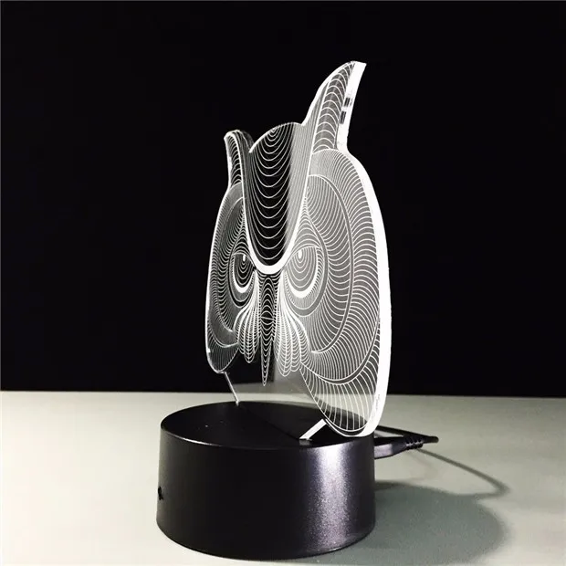 3D светодиодный ночник в форме совы, декоративный акриловый светильник для детской комнаты, меняющий цвет, Настольный светильник s