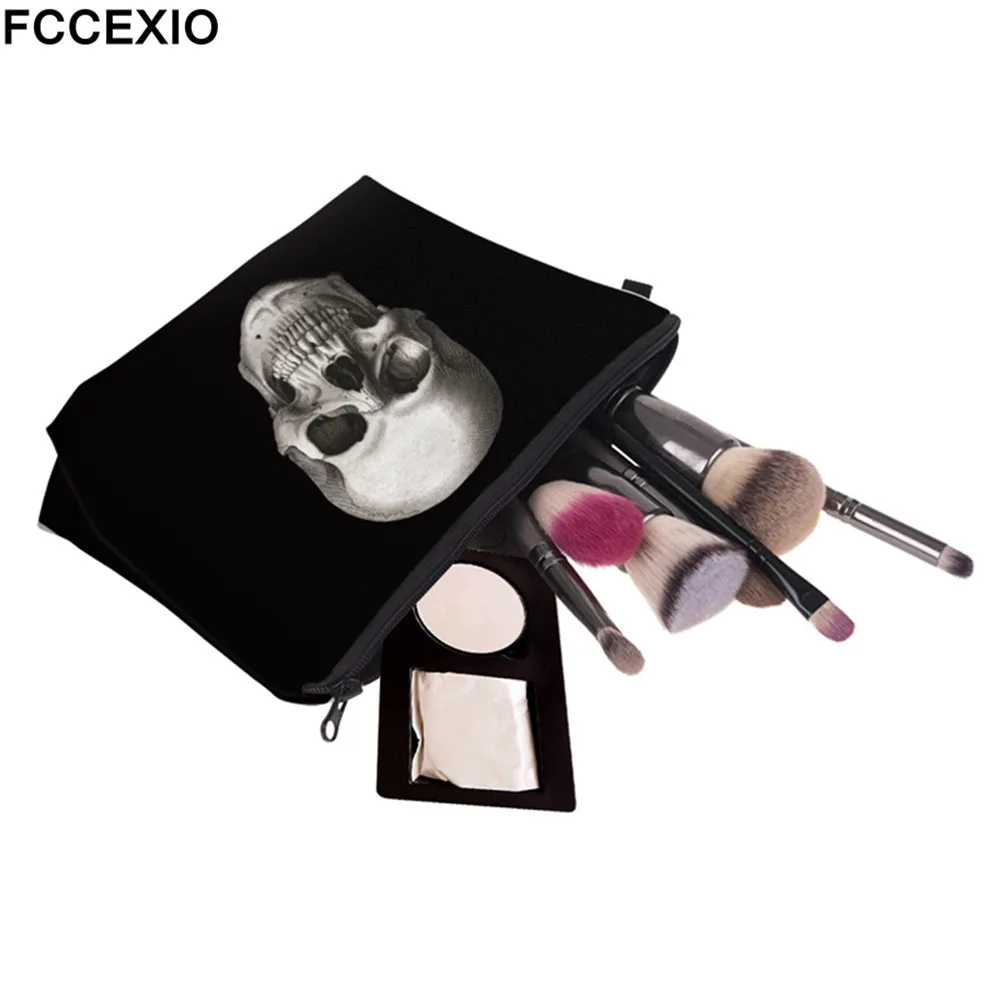 FCCEXIO Хэллоуин Череп косметичка многоцветный узор милый Косметика Pouchs для путешествий дамы мешок Для женщин косметички 20