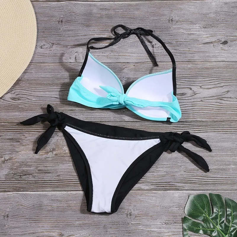 Новый Блестящий лоскутный купальник женский пуш ап ограниченное бикини набор