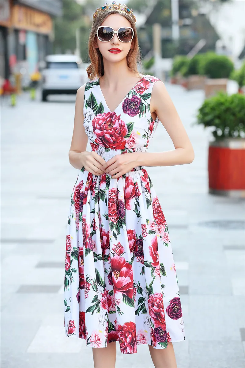 Группа талии платье цветочный с v образным вырезом платья лето взлетно