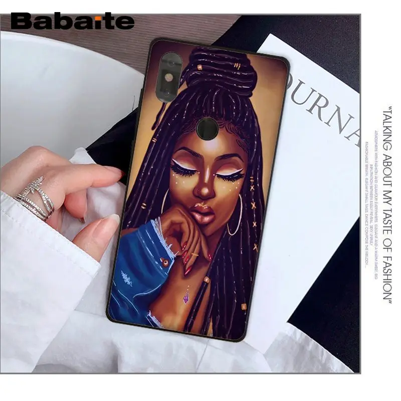 Babaite Colorful art african girl Printing Soft Silicone Black Phone Case for Xiaomi Mi 8 8 SE 6 Note 3 MIX 2 2S Note 3 Cover