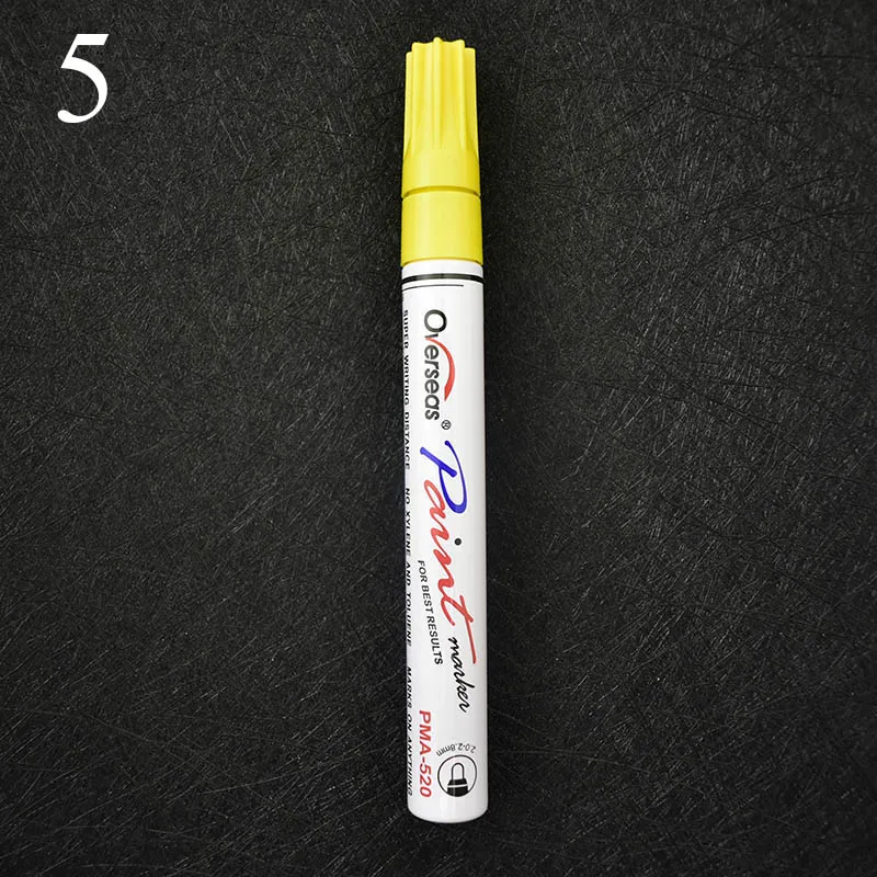 yellow 12 Цвет Водонепроницаемый ручка Перманентный Краски искусство маркеры граффити фломастер на масляной основе для диск для балансировки шин протектора CD металла художник поставки - Цвет: yellow